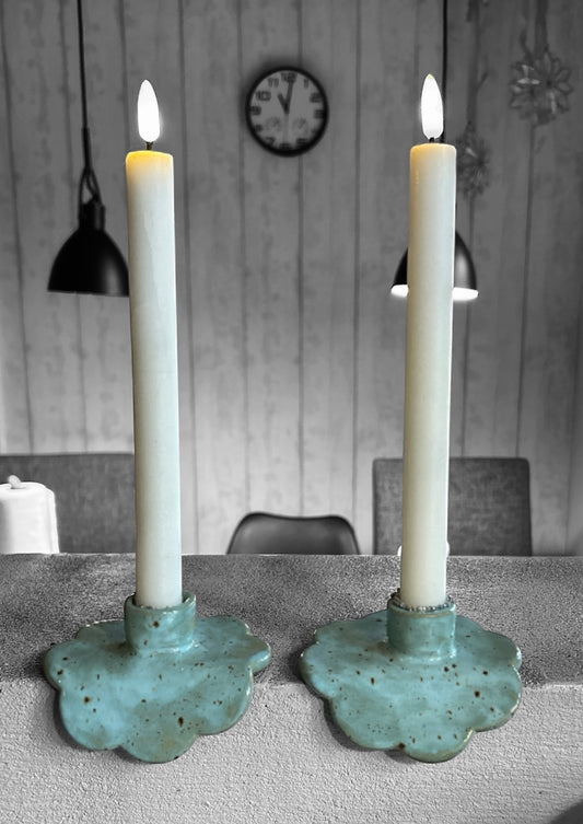 2stk lysestager lavet i stentøj